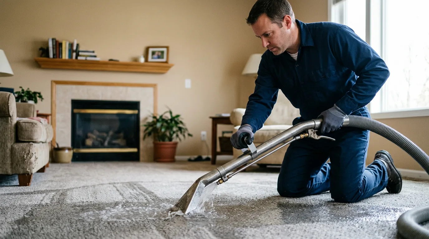 Water damage restoration technician working near Whitefield, ME